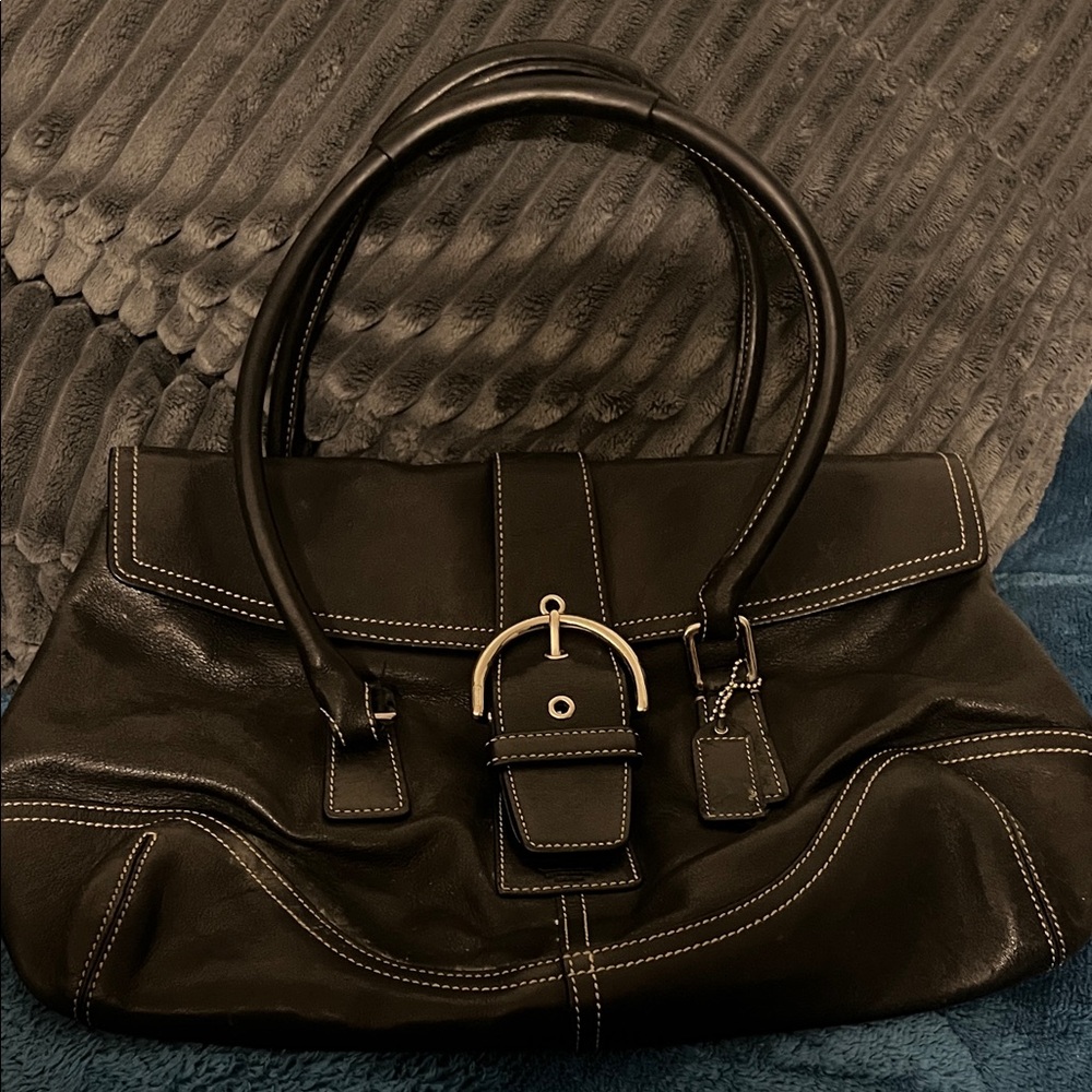 Coach Black Leather Shoulder Bag